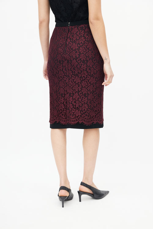 Dolce 
Gabbana Burgundy 
Black Lace Skirt