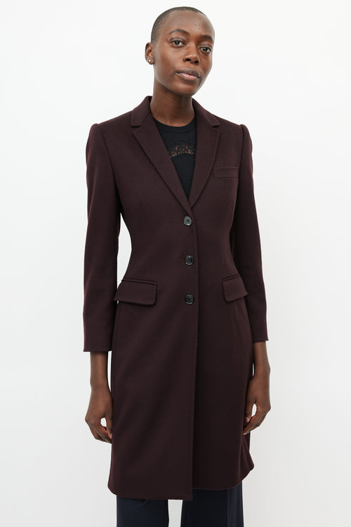 Dolce 
Gabbana Burgundy Wool Coat