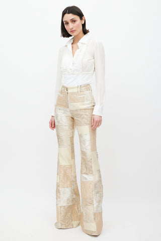 Dolce 
Gabbana Cream Jacquard Patchwork Flared Trouser