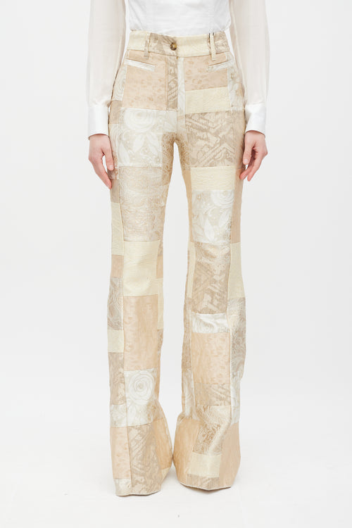 Dolce 
Gabbana Cream Jacquard Patchwork Flared Trouser