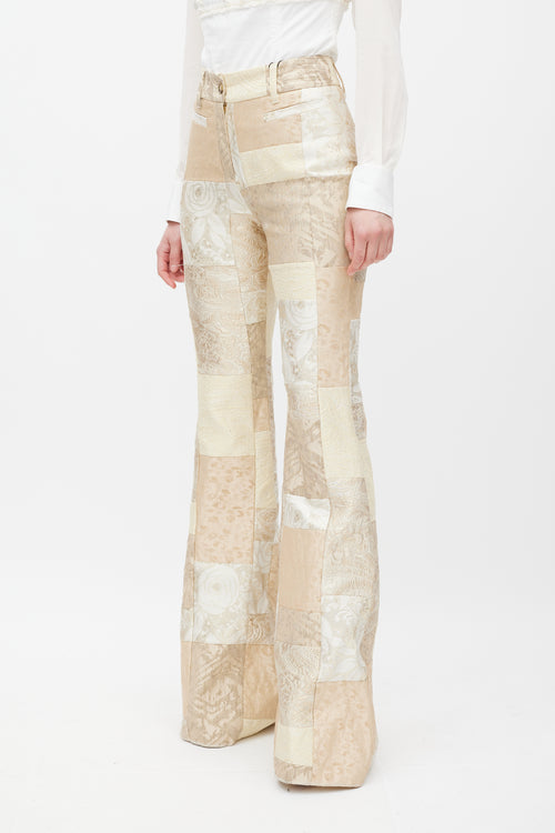 Dolce 
Gabbana Cream Jacquard Patchwork Flared Trouser