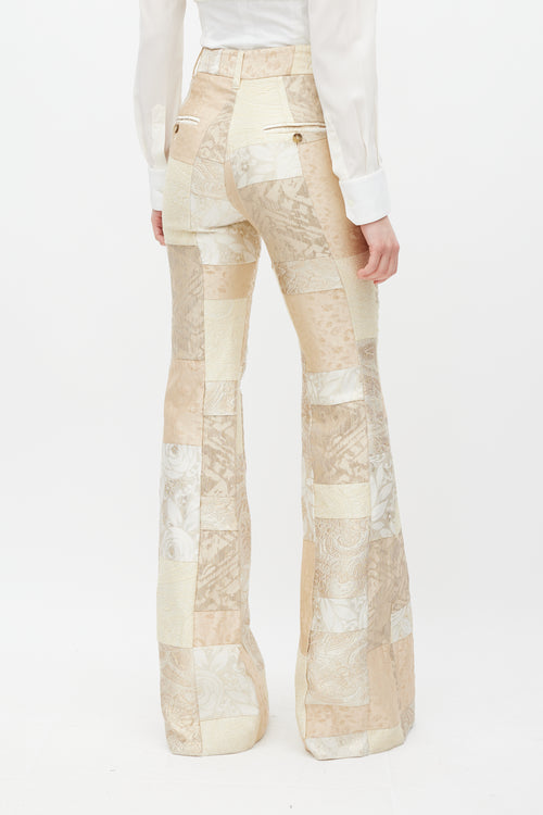 Dolce 
Gabbana Cream Jacquard Patchwork Flared Trouser