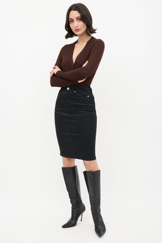 Dolce 
Gabbana D&G Black Cotton Midi Pencil Skirt