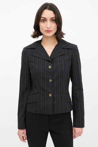 Dolce 
Gabbana D&G Black Cotton Pinstripe Blazer