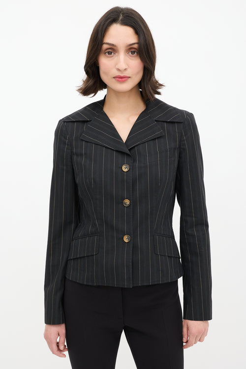 Dolce 
Gabbana D&G Black Cotton Pinstripe Blazer