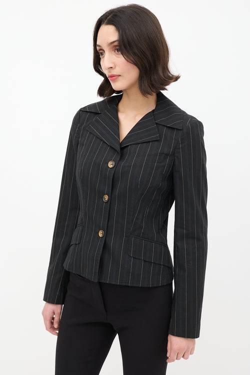 Dolce 
Gabbana D&G Black Cotton Pinstripe Blazer