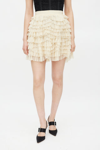 Dolce 
Gabbana D&G Cream Tulle Ruffled Mini Skirt