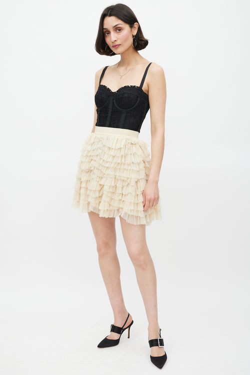 Dolce 
Gabbana D&G Cream Tulle Ruffled Mini Skirt