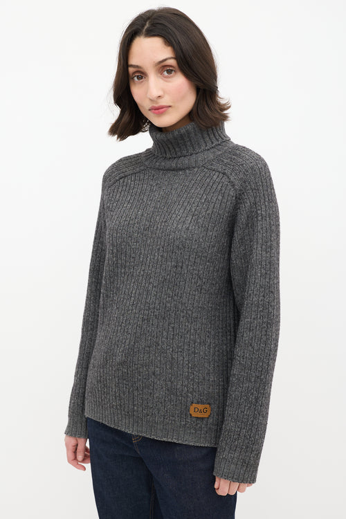 Dolce 
Gabbana D&G Dark Grey Wool Turtleneck Sweater