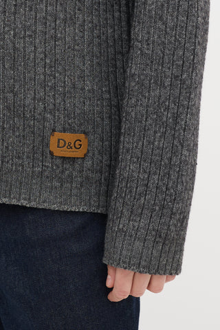 Dolce 
Gabbana D&G Dark Grey Wool Turtleneck Sweater