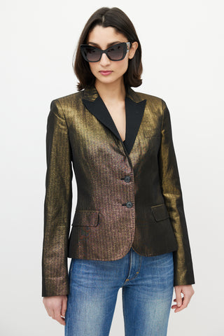 Dolce 
Gabbana D&G Gold Brocade Peak Lapel Blazer