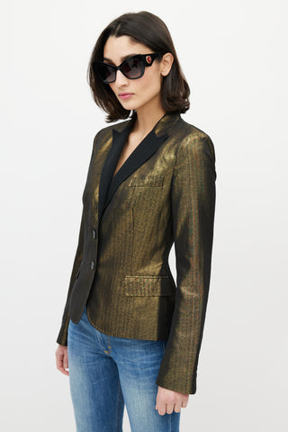 Dolce 
Gabbana D&G Gold Brocade Peak Lapel Blazer