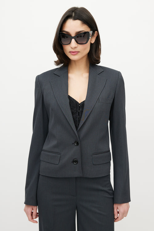 Dolce 
Gabbana D&G Grey 
Blue Pinstripe Pant Suit