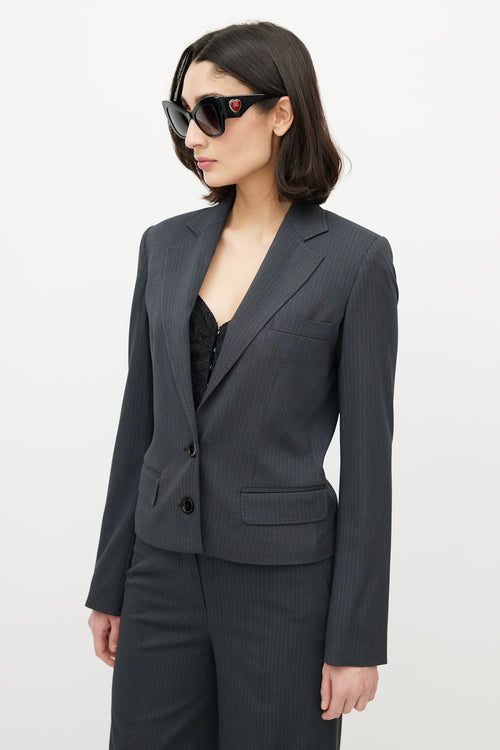 Dolce 
Gabbana D&G Grey 
Blue Pinstripe Pant Suit