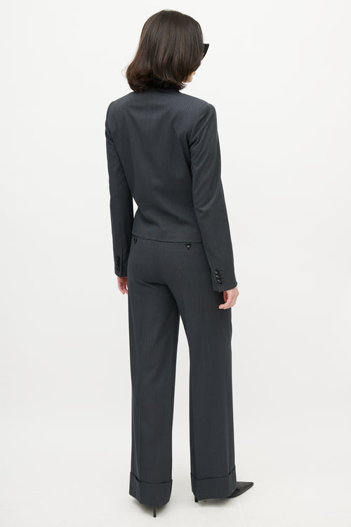 Dolce 
Gabbana D&G Grey 
Blue Pinstripe Pant Suit