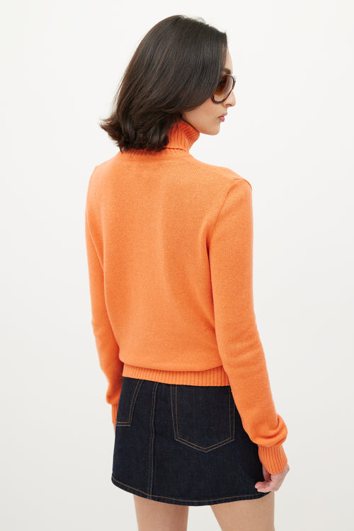 Dolce 
Gabbana D&G Orange Knit Logo Turtleneck Sweater