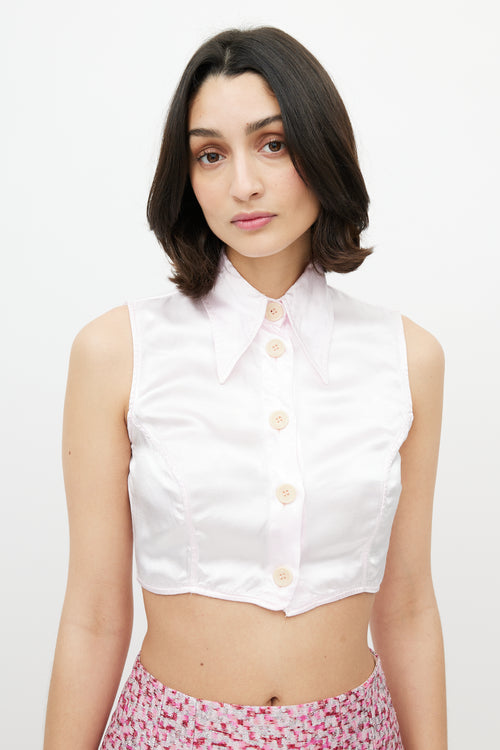 Dolce 
Gabbana D&G Pink Satin Cropped Shirt