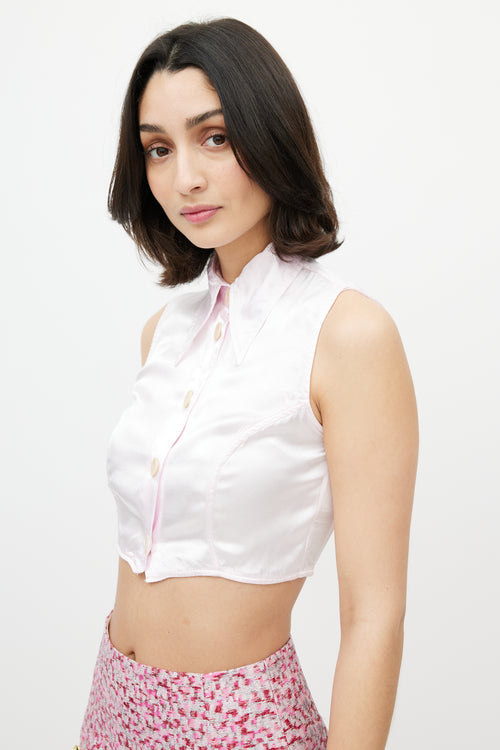 Dolce 
Gabbana D&G Pink Satin Cropped Shirt