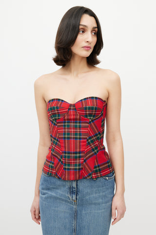 Dolce 
Gabbana D&G Red 
Green Plaid Bustier