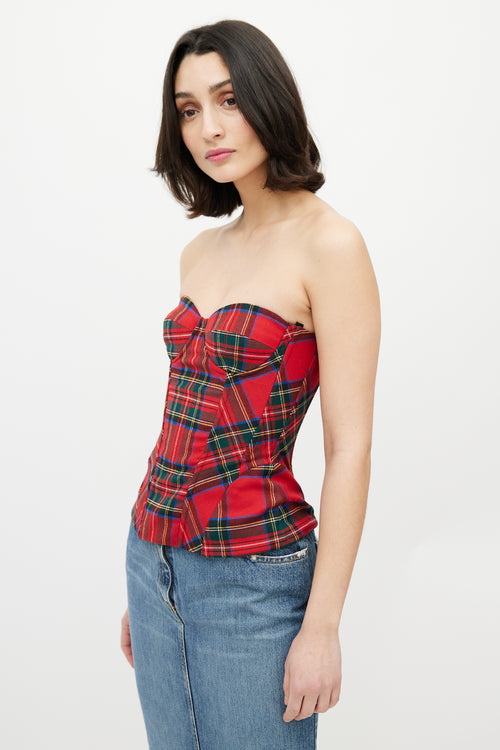 Dolce 
Gabbana D&G Red 
Green Plaid Bustier