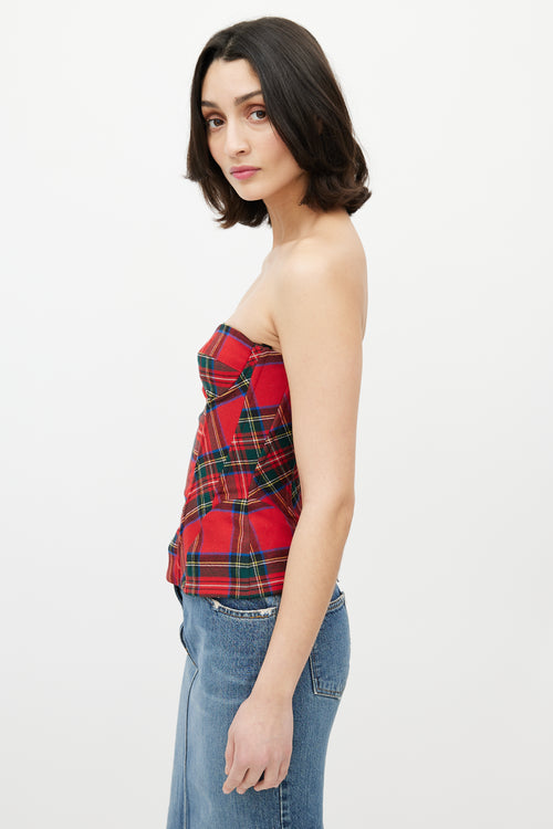 Dolce 
Gabbana D&G Red 
Green Plaid Bustier