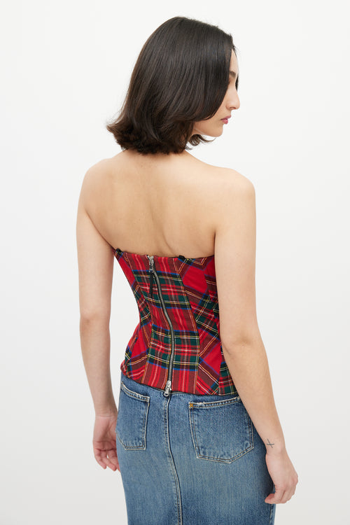 Dolce 
Gabbana D&G Red 
Green Plaid Bustier