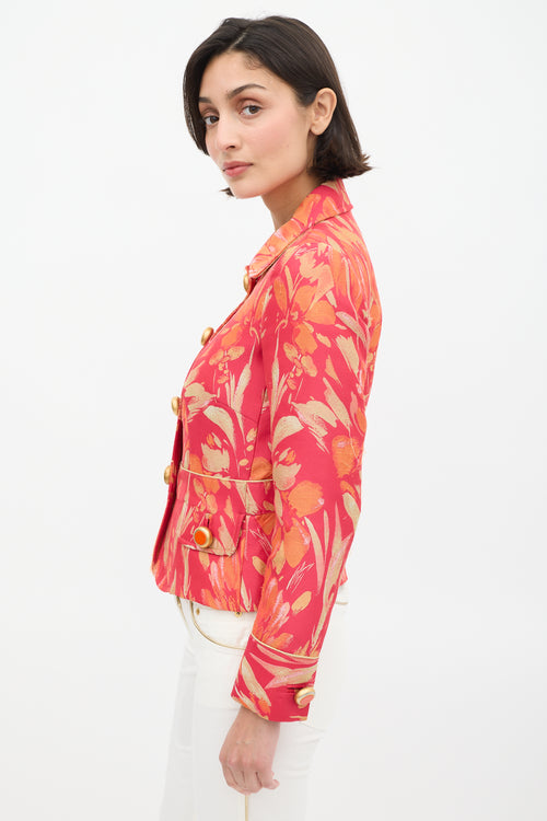 Dolce 
Gabbana D&G Fuchsia 
Orange Floral Brocade Jacket