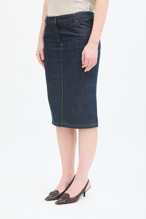 Dolce 
Gabbana Dark Wash Denim Pencil Skirt