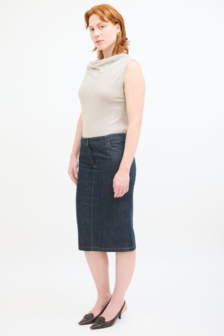 Dolce 
Gabbana Dark Wash Denim Pencil Skirt