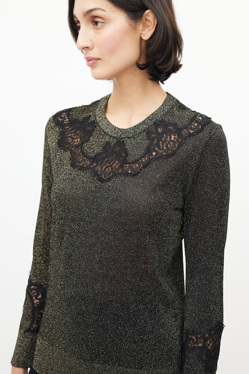 Dolce 
Gabbana Gold 
Black Floral Glitter Sweater