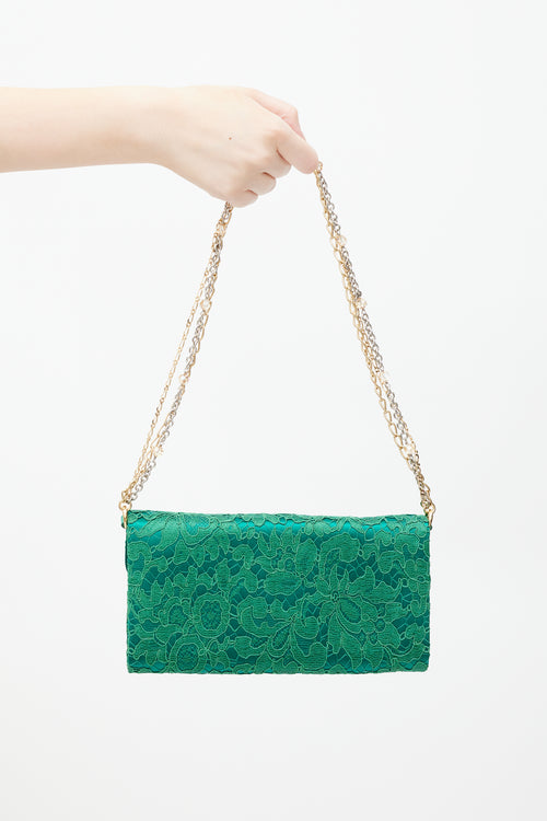 Dolce 
Gabbana Green 
Gold Borsa De Sera Lace Bag