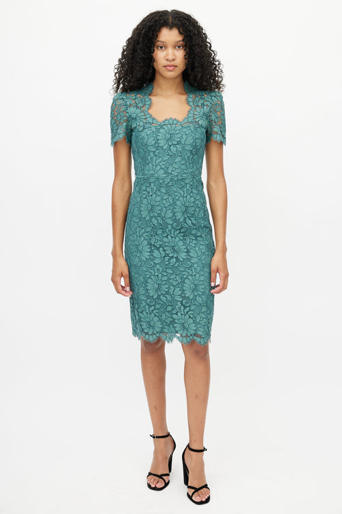 Dolce 
Gabbana Green Lace Midi Dress