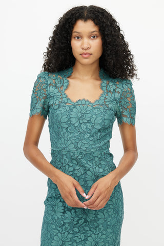 Dolce 
Gabbana Green Lace Midi Dress