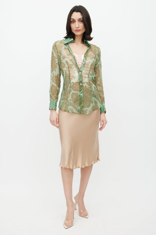 Dolce 
Gabbana Green Paisley Silk Shirt