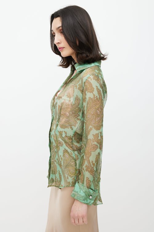 Dolce 
Gabbana Green Paisley Silk Shirt