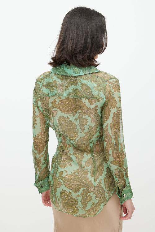 Dolce 
Gabbana Green Paisley Silk Shirt