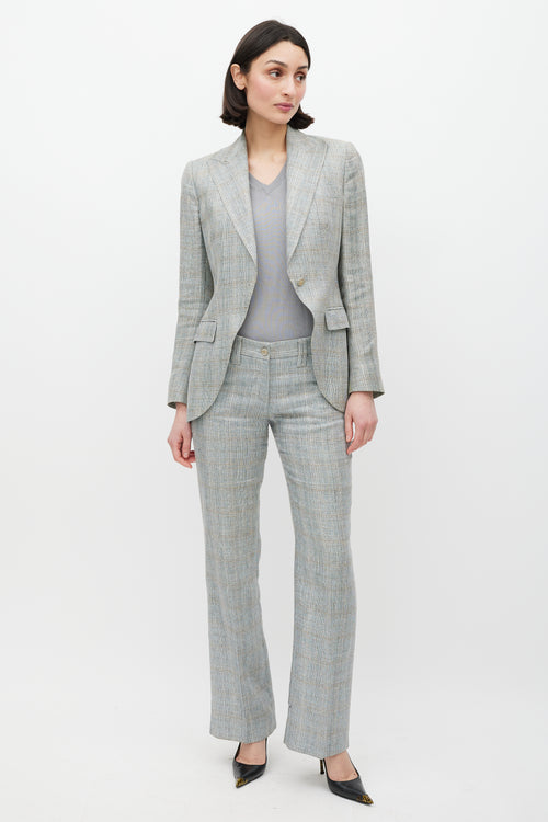 Dolce 
Gabbana Grey 
Beige Linen Two Piece Suit