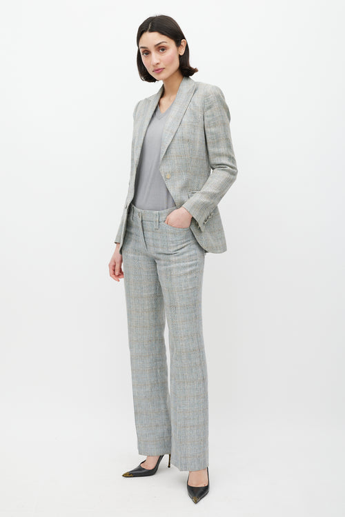 Dolce 
Gabbana Grey 
Beige Linen Two Piece Suit