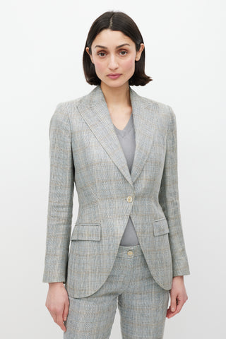 Dolce 
Gabbana Grey 
Beige Linen Two Piece Suit