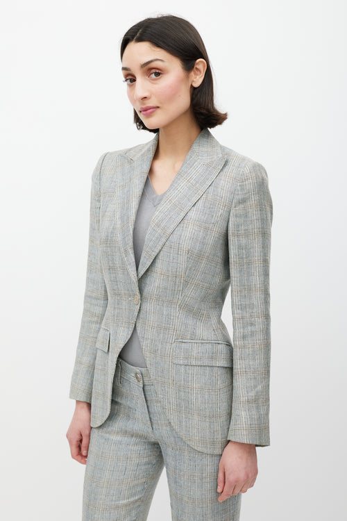 Dolce 
Gabbana Grey 
Beige Linen Two Piece Suit