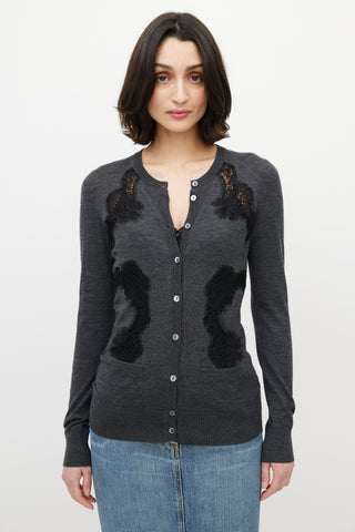 Dolce 
Gabbana Grey 
Black Lace Cardigan