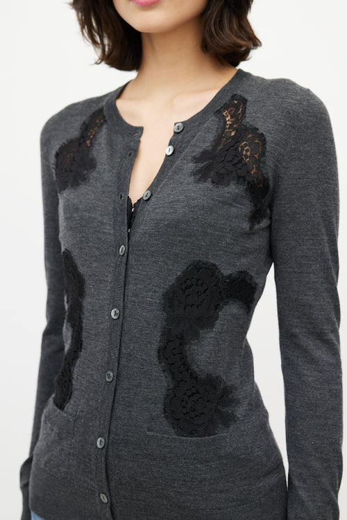 Dolce 
Gabbana Grey 
Black Lace Cardigan