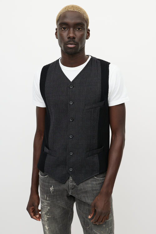 Dolce 
Gabbana Grey 
Black Wool Knitted Side Vest