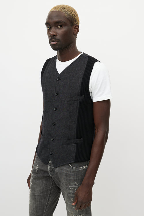 Dolce 
Gabbana Grey 
Black Wool Knitted Side Vest