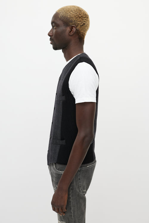 Dolce 
Gabbana Grey 
Black Wool Knitted Side Vest