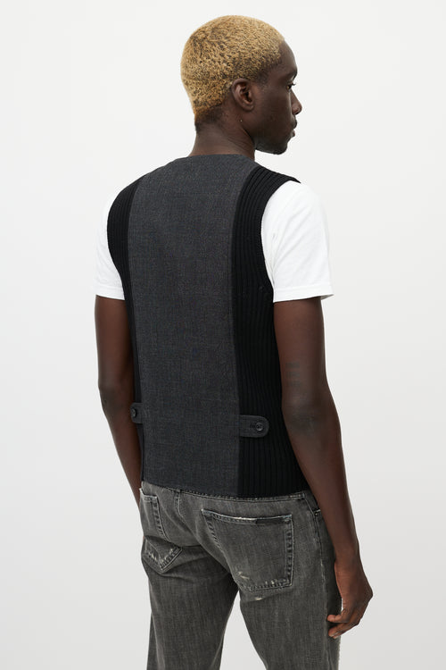 Dolce 
Gabbana Grey 
Black Wool Knitted Side Vest