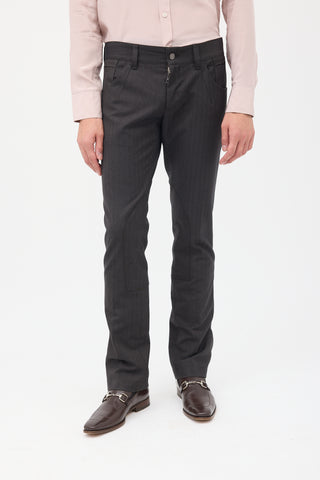 Dolce 
Gabbana Grey Slim Leg Velcro Cuff Trouser