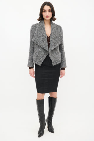 Dolce 
Gabbana Grey Wool Open Drape Collar Jacket