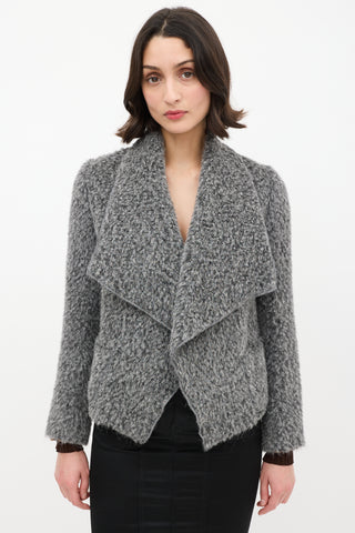 Dolce 
Gabbana Grey Wool Open Drape Collar Jacket