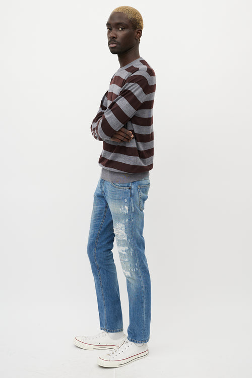 Dolce 
Gabbana Light Wash Distressed Slim Jeans